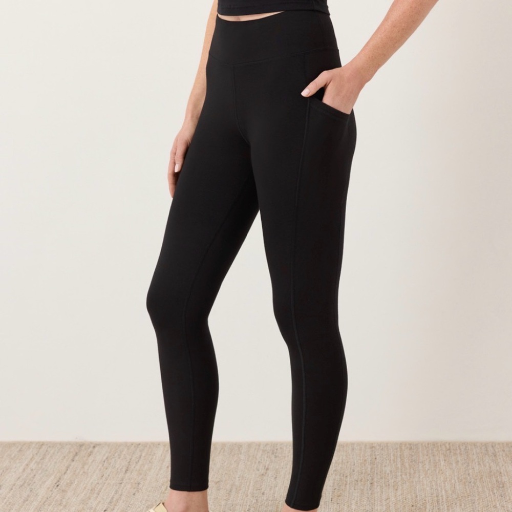 Pact Women's M Black High-Waist Pocket Leggings Organic Cotton Natural Fiber